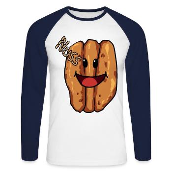 Nüsse Nuss Vegan Speise - Unisex Baseballshirt langarm - Weiß/Navy - Vorne - Nik (191cm)