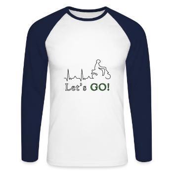 ALLONS-Y - T-shirt baseball manches longues Homme - blanc/marine - Devant - Nik (191cm)