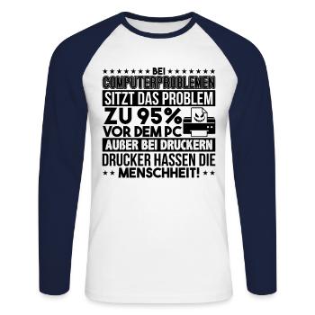 Computerprobleme Informatiker - Unisex Baseballshirt langarm - Weiß/Navy - Vorne - Nik (191cm)