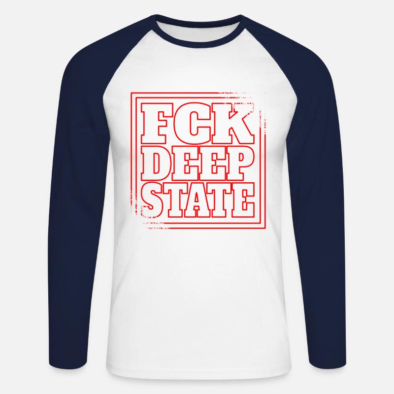 deep state - deepstate - deep state - Unisex Long Sleeve Baseball T-Shirt - white/navy