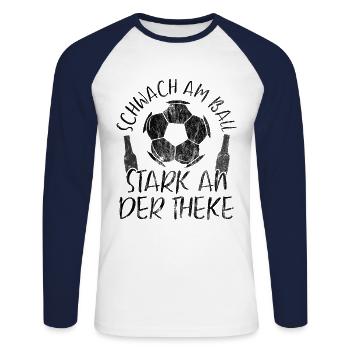 Schwach Am An Der Theke Fußball - Unisex Baseballshirt langarm - Weiß/Navy - Vorne - Nik (191cm)