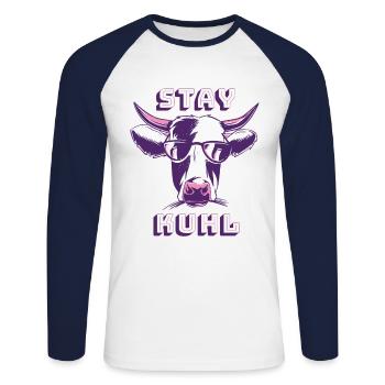 Stay kuhl - Unisex Baseballshirt langarm - Weiß/Navy - Vorne - Nik (191cm)