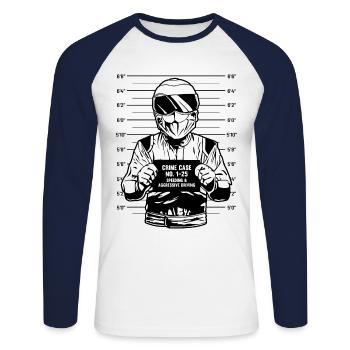 Biker Motorradfahrer Motorrad Motorradfahren Bike - Unisex Baseballshirt langarm - Weiß/Navy - Vorne - Nik (191cm)