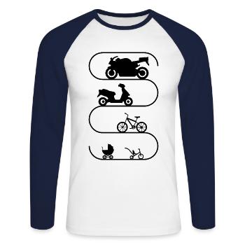 Motocycliste Evolution Moto Vélo Scooter - T-shirt baseball manches longues Homme - blanc/marine - Devant - Nik (191cm)