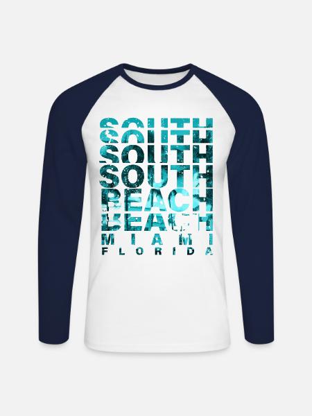 South Beach Miami Florida - Unisex Long Sleeve Baseball T-Shirt - white/navy