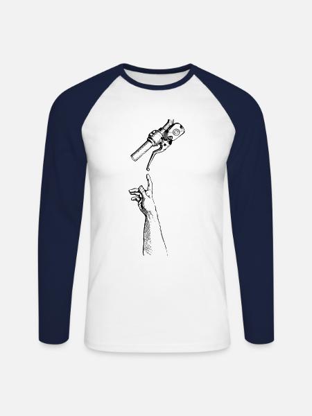 Motorcyclist biker hand motorcycle handlebar bike - Unisex Long Sleeve Baseball T-Shirt - white/navy