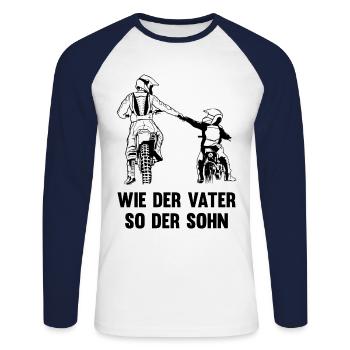 Wie der Vater so der Sohn Motocross Motorrad - Unisex Baseballshirt langarm - Weiß/Navy - Vorne - Nik (191cm)