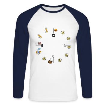 Horloge bavaroise - T-shirt baseball manches longues Homme - blanc/marine - Devant - Nik (191cm)