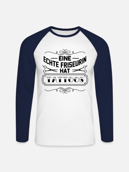Tätowierte Friseurin - Unisex Baseballshirt langarm - Weiß/Navy