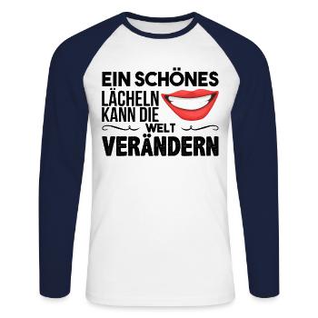 Spruch Geschenk Zahnarzt - Unisex Baseballshirt langarm - Weiß/Navy - Vorne - Nik (191cm)
