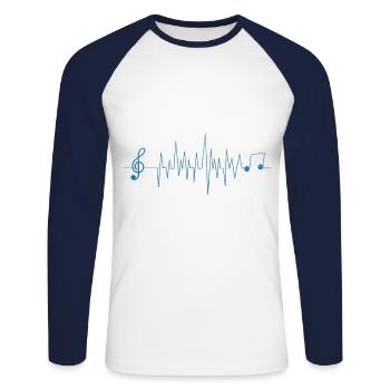 Musique notes de musique battement de coeur - T-shirt baseball manches longues Homme - blanc/marine - Devant - Nik (191cm)
