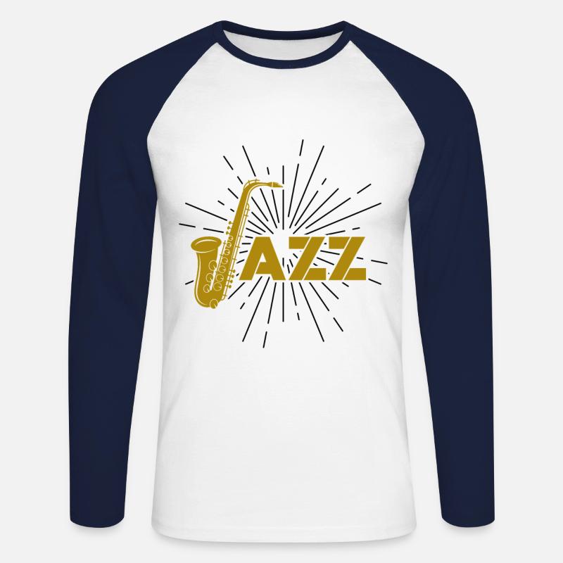 Jazz Saxophon - Unisex Baseballshirt langarm - Weiß/Navy