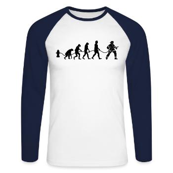 Feuerwehrmann Evolution Feuerwehr Firefighter Ehre - Unisex Baseballshirt langarm - Weiß/Navy - Vorne - Nik (191cm)