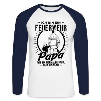 Feuerwehr Papa Feuerwehrmann Firefighter Vatertag - Unisex Baseballshirt langarm - Weiß/Navy - Vorne - Nik (191cm)