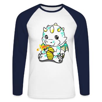 Dragon Crickets Fantasy Kids Baby Snack - Unisex Long Sleeve Baseball T-Shirt - white/navy - Front - Nik (191cm)