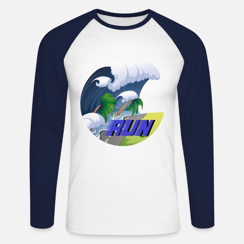 Tsunami Run - Unisex Baseballshirt langarm - Weiß/Navy