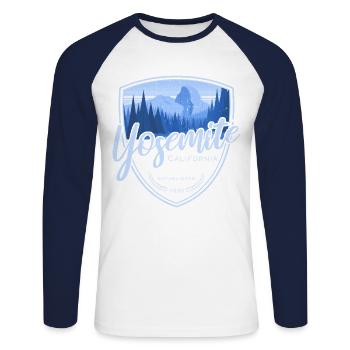 Yosemite Blue Vintage - T-shirt baseball manches longues Homme - blanc/marine - Devant - Nik (191cm)