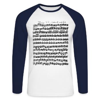 Bach Partita Für Violine E-Dur Preludio - Unisex Baseballshirt langarm - Weiß/Navy - Vorne - Nik (191cm)