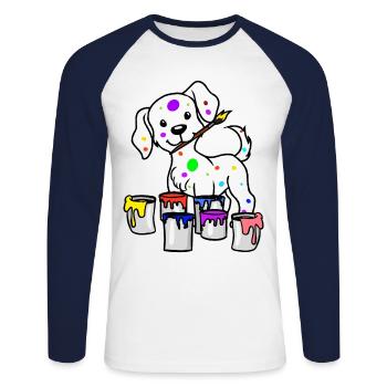 Hund Künstler Maler Kunst Pinsel Berufe Job - Unisex Baseballshirt langarm - Weiß/Navy - Vorne - Nik (191cm)