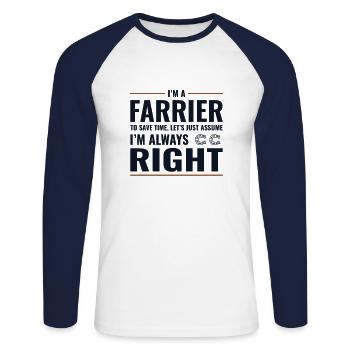 Lustiges Geschenk des Hufschmiedschmieds - Unisex Baseballshirt langarm - Weiß/Navy - Vorne - Nik (191cm)