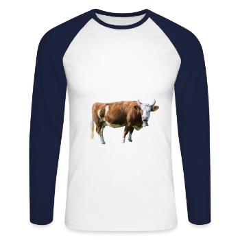 Kuh Geschenk Kinder - Unisex Baseballshirt langarm - Weiß/Navy - Vorne - Nik (191cm)