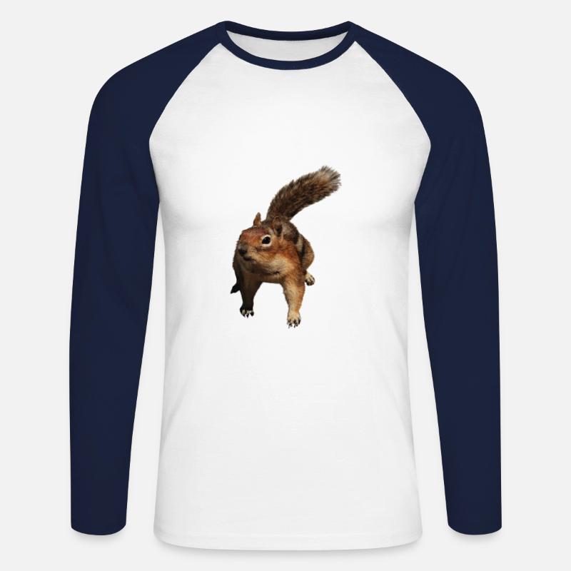 ein süßes Eichhörnchen - Unisex Baseballshirt langarm - Weiß/Navy