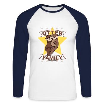 Otter Family, Stern, Geschenk, Geschenkidee - Unisex Baseballshirt langarm - Weiß/Navy - Vorne - Nik (191cm)