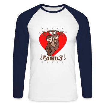 Otter Family, Liebe, Geschenk, Geschenkidee - Unisex Baseballshirt langarm - Weiß/Navy - Vorne - Nik (191cm)