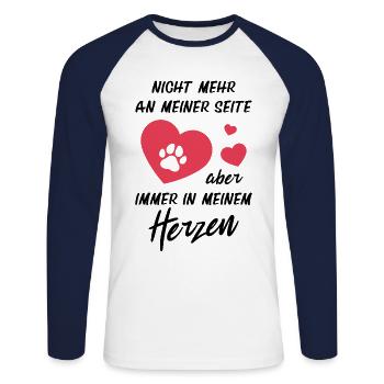 Hundehalter Immer in Meinem Herzen Hundeliebhaber - Unisex Baseballshirt langarm - Weiß/Navy - Vorne - Nik (191cm)