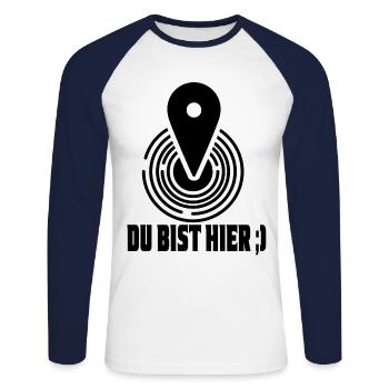 Vous êtes ici, votre position actuelle - T-shirt baseball manches longues Homme - blanc/marine - Devant - Nik (191cm)