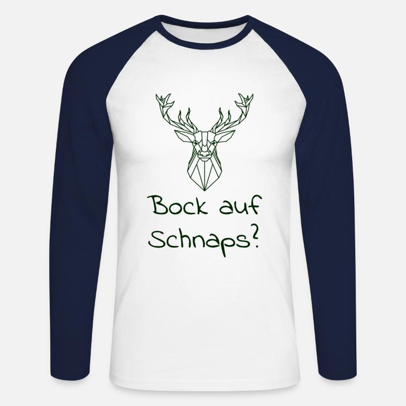 Schnaps trinken Spruch - Unisex Baseballshirt langarm - Weiß/Navy