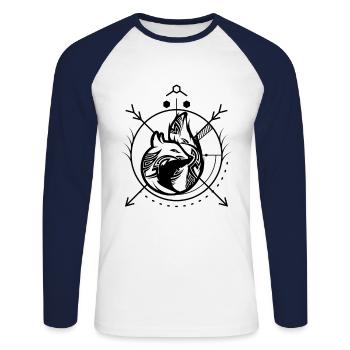 Power animal fox - Unisex Long Sleeve Baseball T-Shirt - white/navy - Front - Nik (191cm)