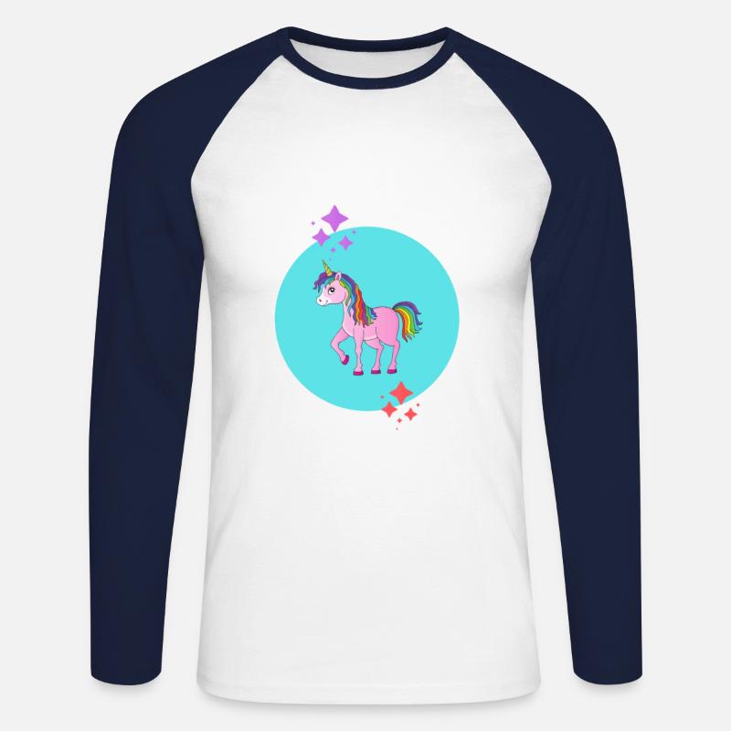 Einhorn - Unisex Baseballshirt langarm - Weiß/Navy