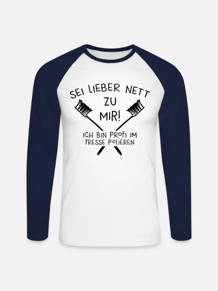 Zahnarzt Geschenk - Unisex Baseballshirt langarm - Weiß/Navy