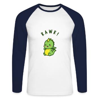 Dragon d'Halloween mignon et effrayant - T-shirt baseball manches longues Homme - blanc/marine - Devant - Nik (191cm)