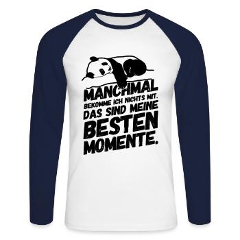 Panda Lustiger Spruch - Unisex Baseballshirt langarm - Weiß/Navy - Vorne - Nik (191cm)