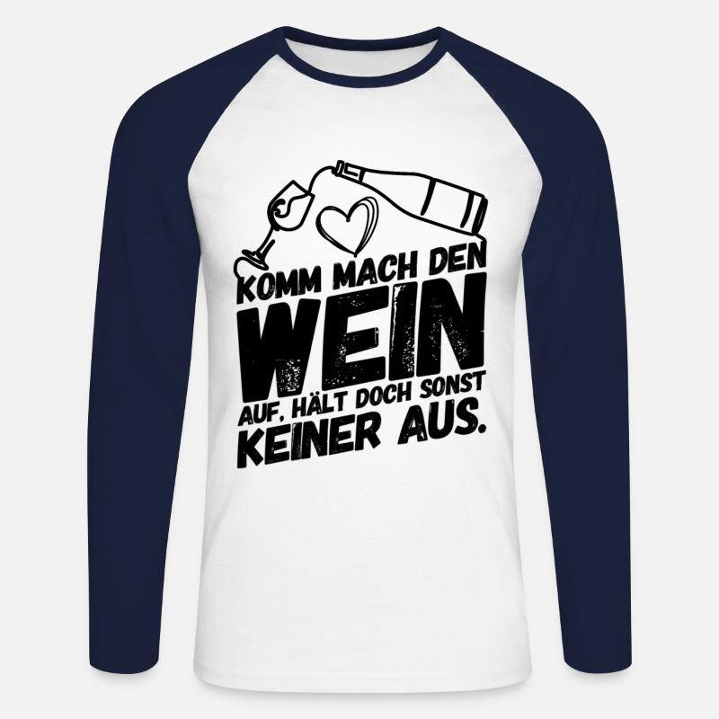 Wein Sprüche - Unisex Baseballshirt langarm - Weiß/Navy