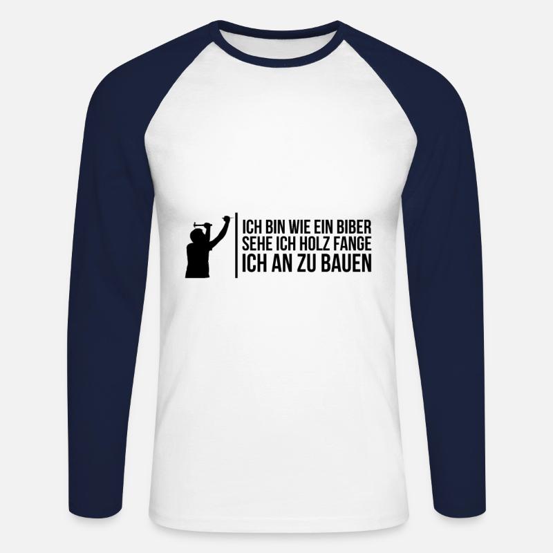 Spruch Zimmermann - Unisex Baseballshirt langarm - Weiß/Navy