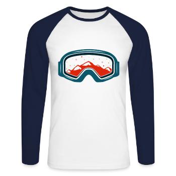 Ski goggles - Unisex Long Sleeve Baseball T-Shirt - white/navy - Front - Nik (191cm)