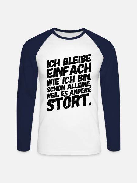 Lustiger Spruch Wie ich bin - Unisex Baseballshirt langarm - Weiß/Navy