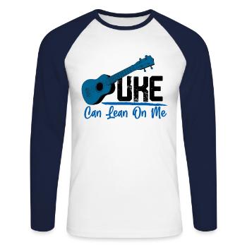 Uke Can Lean On Me Ukulele Player Hawaiian Musicia - T-shirt baseball manches longues Homme - blanc/marine - Devant - Nik (191cm)