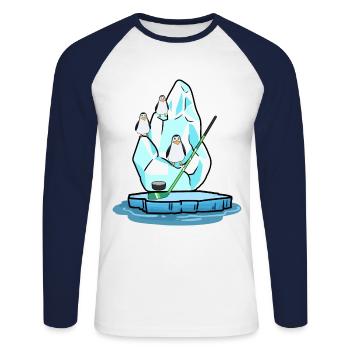 Penguins Hockey sur glace Pôle Nord Sports d’hiver Rondelle de hockey - T-shirt baseball manches longues Homme - blanc/marine - Devant - Nik (191cm)