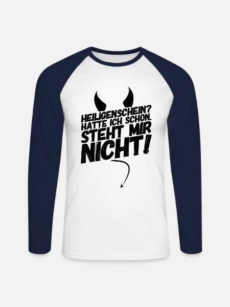 Heiligenschein Teufel Sprüche - Unisex Baseballshirt langarm - Weiß/Navy