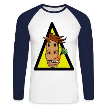 Cheval Poney Cheval Fous Cavalier Tête de cheval Gaulois - T-shirt baseball manches longues Homme - blanc/marine - Devant - Nik (191cm)