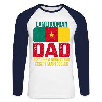 Cameroonian Father Cameroon Flag for Father's Day - Unisex Long Sleeve Baseball T-Shirt - white/navy - Front - Nik (191cm)