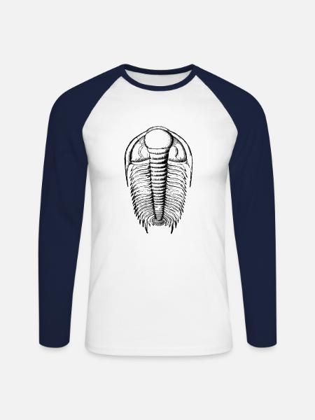trilobite, funny geologist - Unisex Long Sleeve Baseball T-Shirt - white/navy