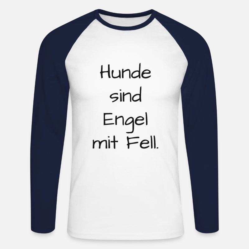 Hunde Engel Spruch - Unisex Baseballshirt langarm - Weiß/Navy