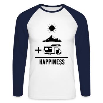 Camper Camping Campen Glücklich II - Unisex Baseballshirt langarm - Weiß/Navy - Vorne - Nik (191cm)