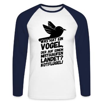 Kinderwitze Lustige Sprüche Vogel - Unisex Baseballshirt langarm - Weiß/Navy - Vorne - Nik (191cm)