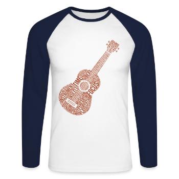 Ukulele Word Cloud Ukulele Player Hawaiian Musicia - Unisex Baseballshirt langarm - Weiß/Navy - Vorne - Nik (191cm)